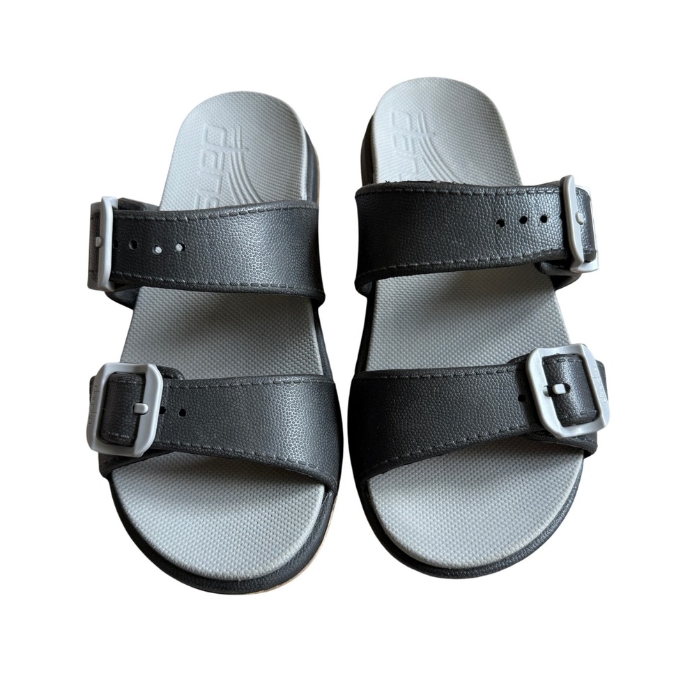Dansko Kandi Black Pebble Slide Sandals Women 36 Double Strap Buckle